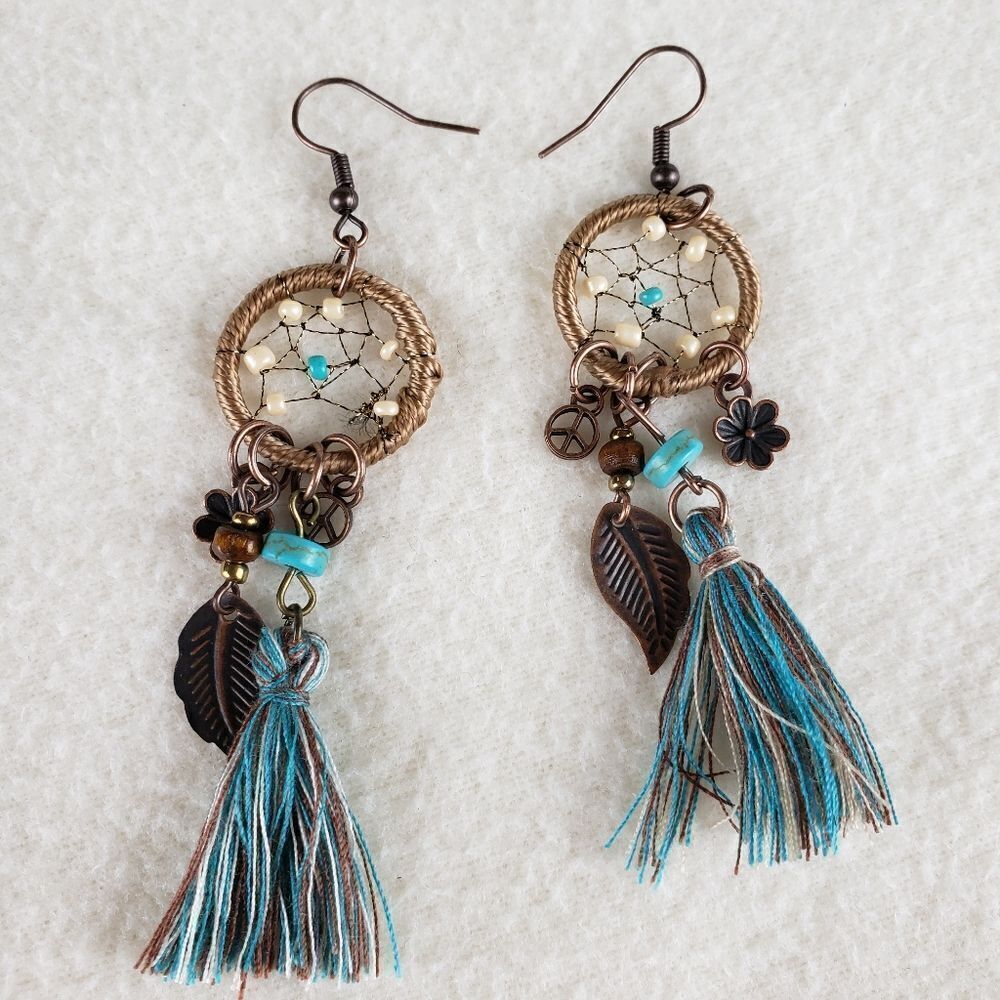 Tassel Beaded Dream Catcher Earring